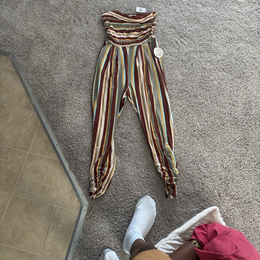 Elegant Multicolor Striped Women's Jumpsuit